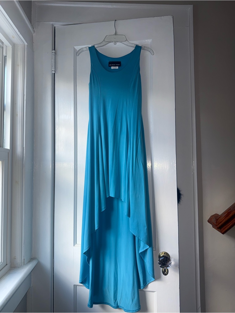 Un Deux Trois Blue Sleeveless High-Low Maxi Dress